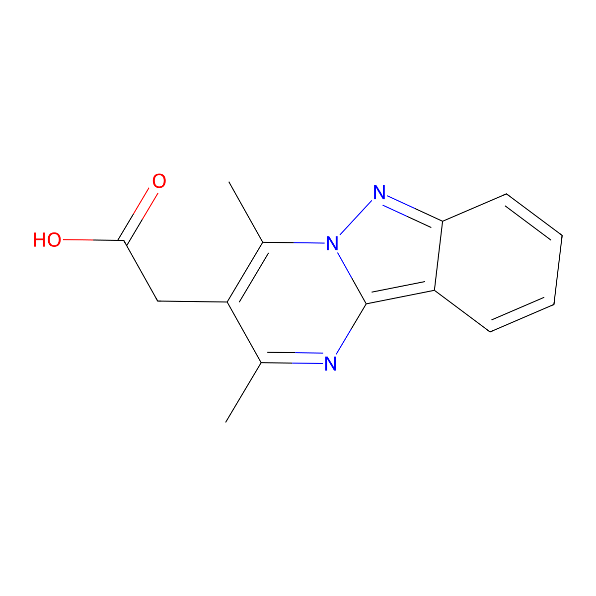 2-{2,4-Dimethylpyrimido[1,2-b]indazol-3-yl}acetic acid molecular structure, CAS 1955523-50-8