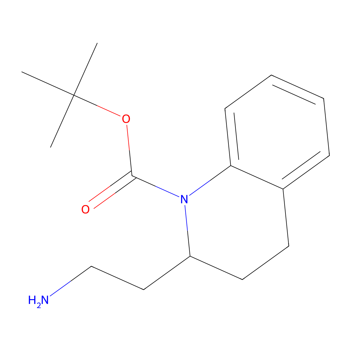 1(2H)-Quinolinecarboxylic acid, 2-(2-aminoethyl)-3,4-dihydro-, 1,1-dimethylethyl ester molecular structure, CAS 1955523-55-3