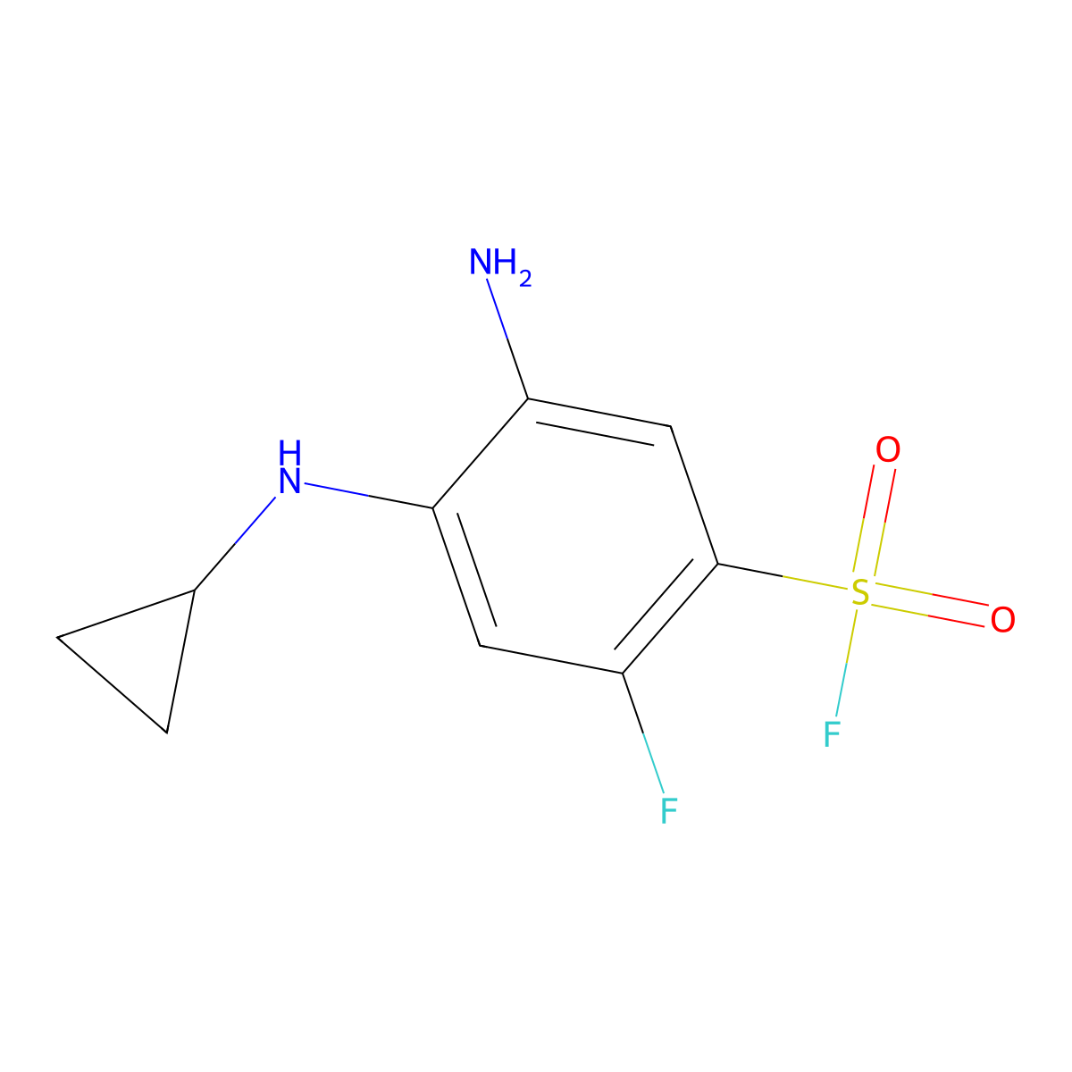 5-Amino-4-(cyclopropylamino)-2-fluorobenzene-1-sulfonyl fluoride molecular structure, CAS 1955523-78-0