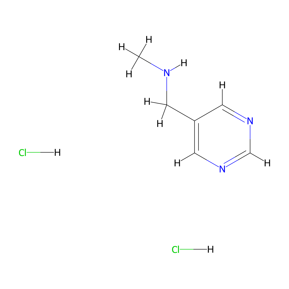 Methyl[(pyrimidin-5-yl)methyl]amine dihydrochloride molecular structure, CAS 1955523-79-1