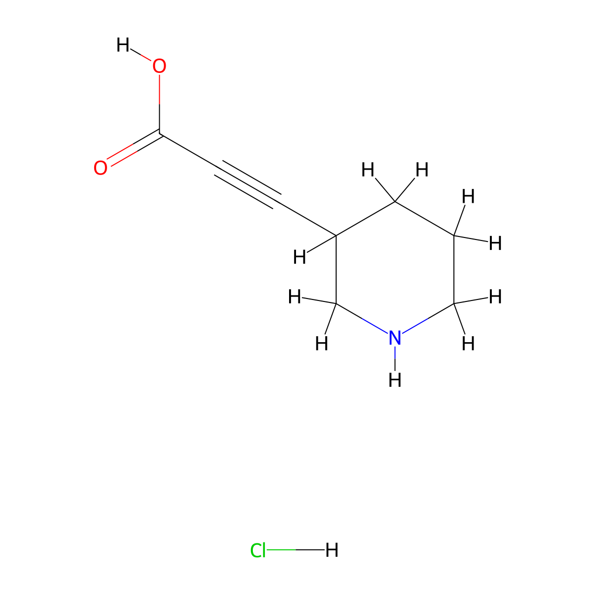3-(Piperidin-3-yl)prop-2-ynoic acid hydrochloride molecular structure, CAS 1955523-88-2