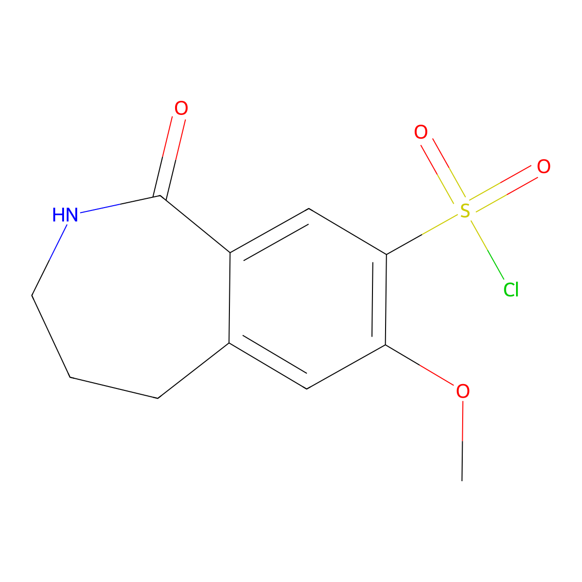 7-methoxy-1-oxo-2,3,4,5-tetrahydro-1H-2-benzazepine-8-sulfonyl chloride molecular structure, CAS 1955523-95-1