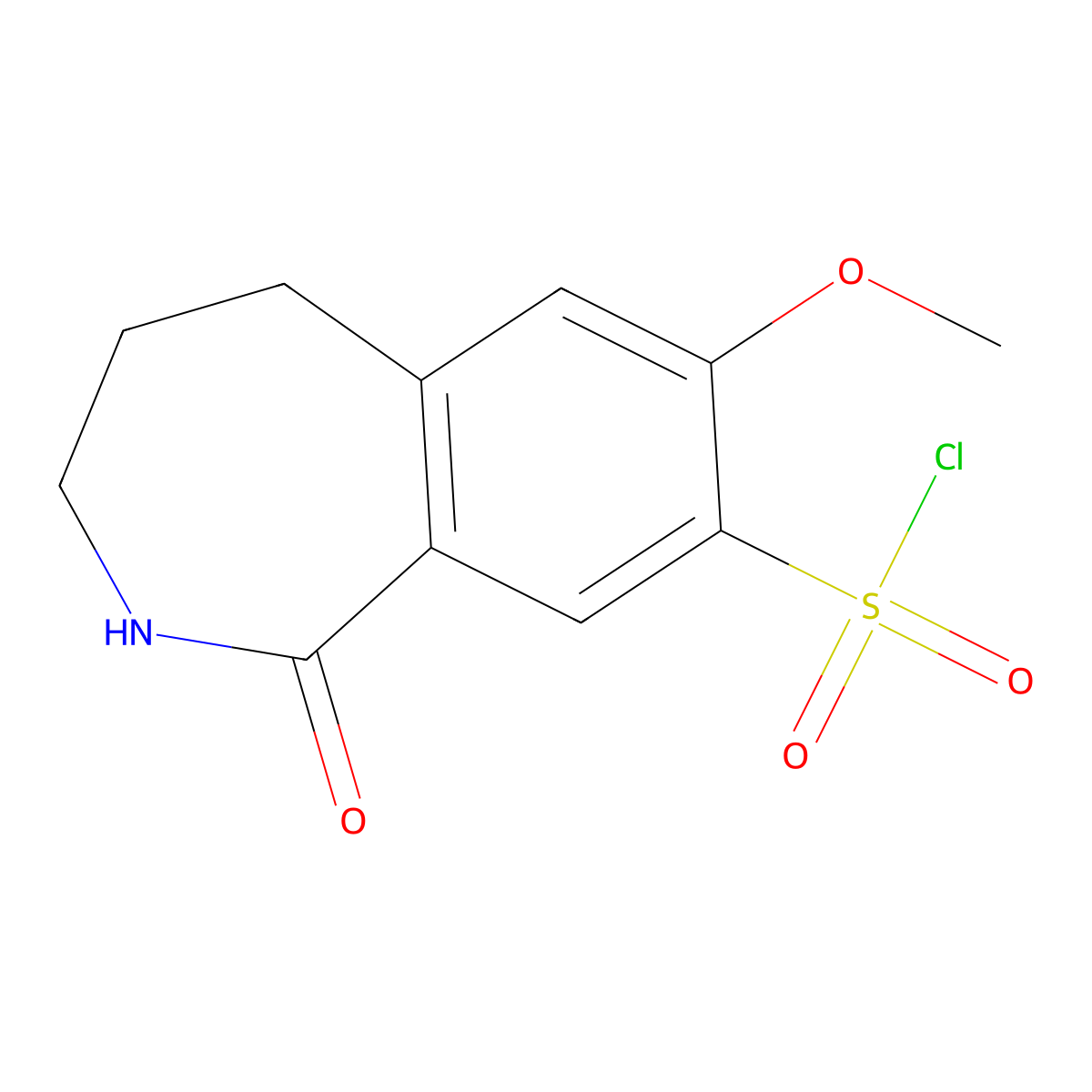 7-methoxy-1-oxo-2,3,4,5-tetrahydro-1H-2-benzazepine-8-sulfonyl chloride molecular structure, CAS 1955523-95-1