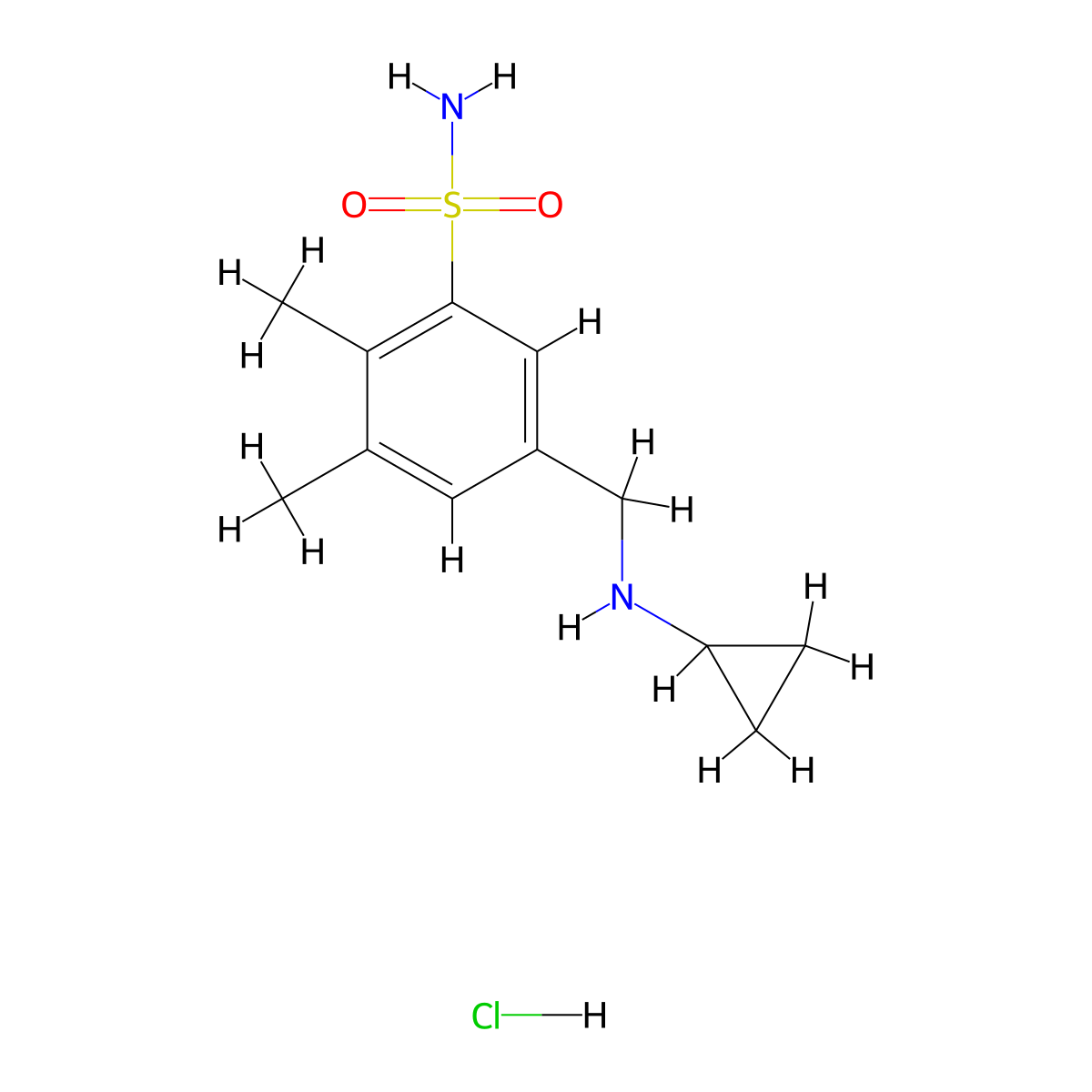 5-[(Cyclopropylamino)methyl]-2,3-dimethylbenzene-1-sulfonamide hydrochloride molecular structure, CAS 1955524-11-4