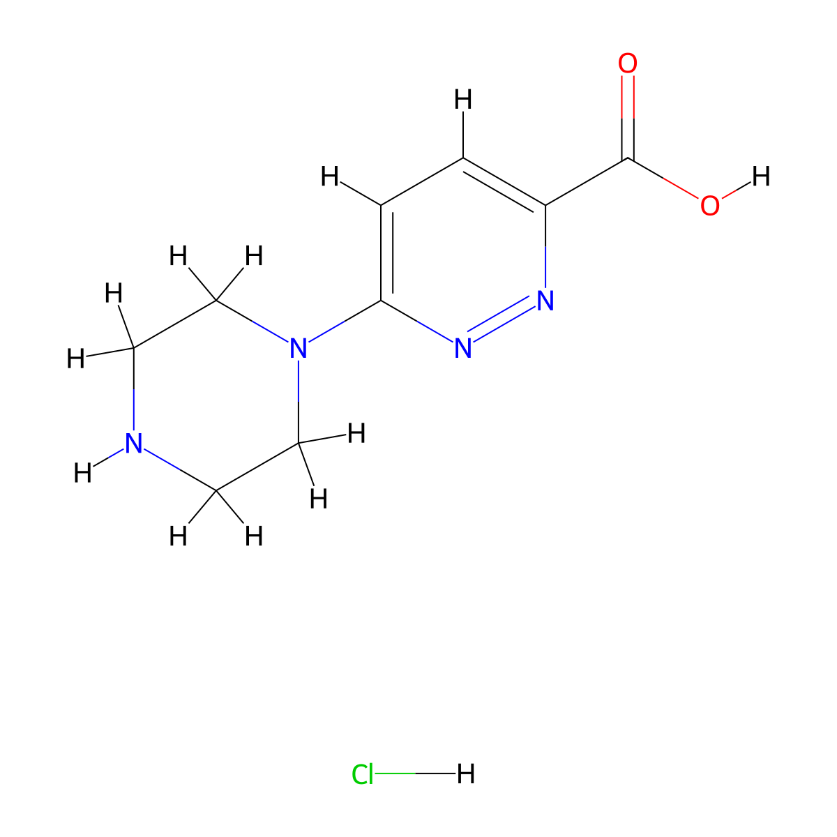 6-(Piperazin-1-yl)pyridazine-3-carboxylic acid hydrochloride molecular structure, CAS 1955524-12-5