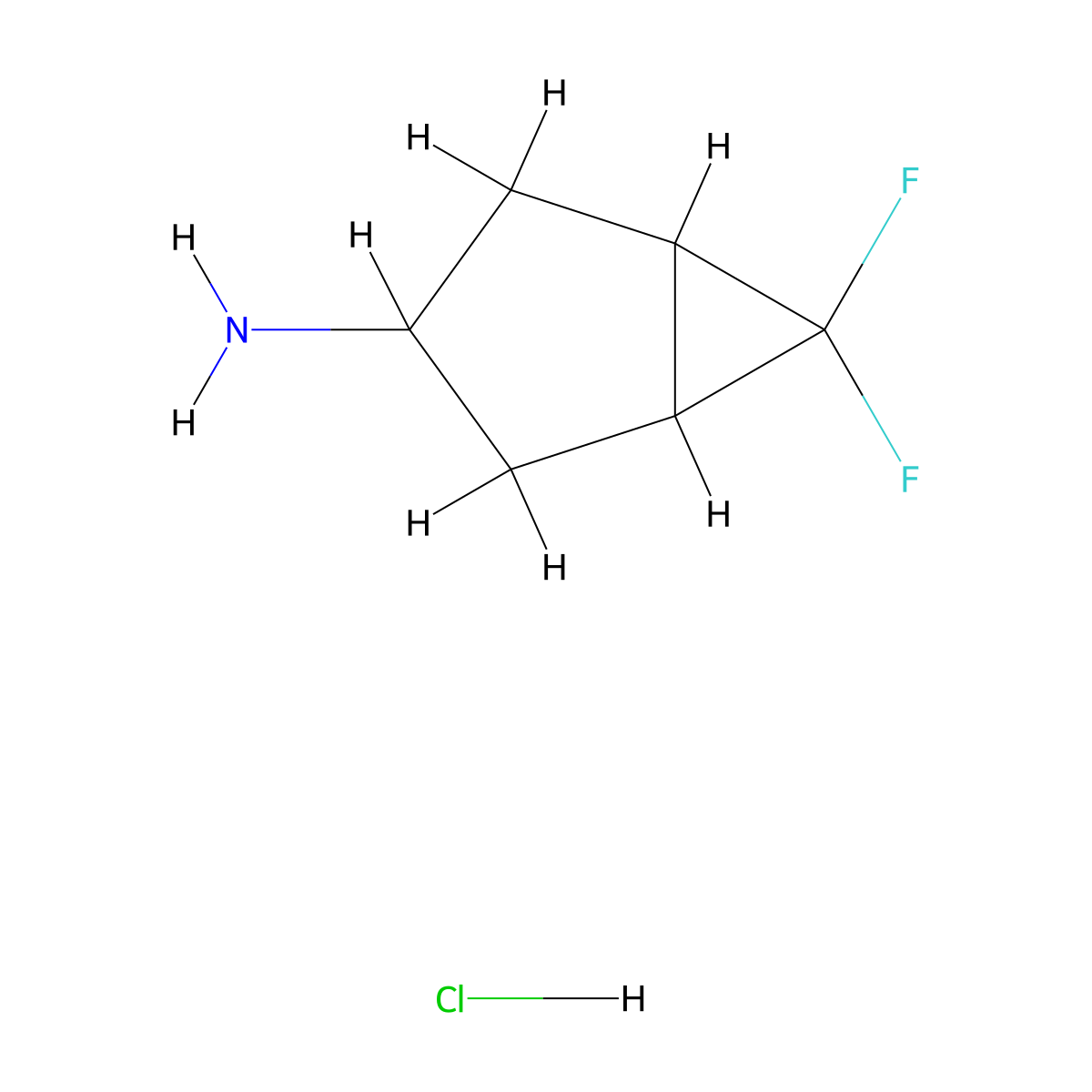 6,6-Difluorobicyclo(3.1.0)hexan-3-amine hydrochloride molecular structure, CAS 1955524-13-6