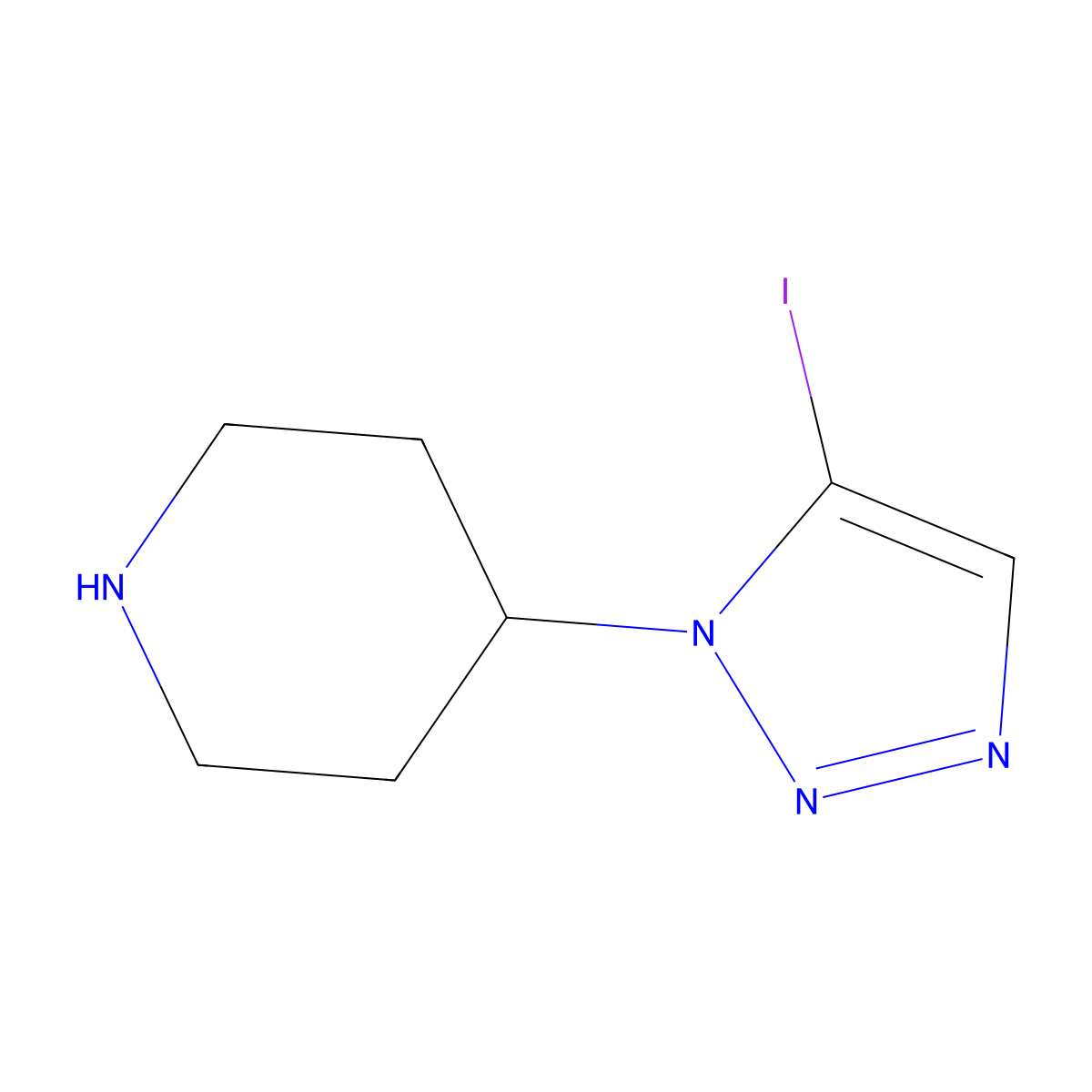 4-(5-iodo-1H-1,2,3-triazol-1-yl)piperidine molecular structure, CAS 1955524-22-7