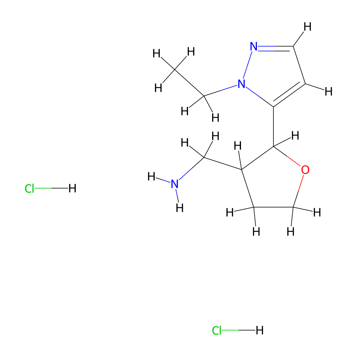 [2-(1-ethyl-1H-pyrazol-5-yl)oxolan-3-yl]methanamine dihydrochloride molecular structure, CAS 1955524-31-8