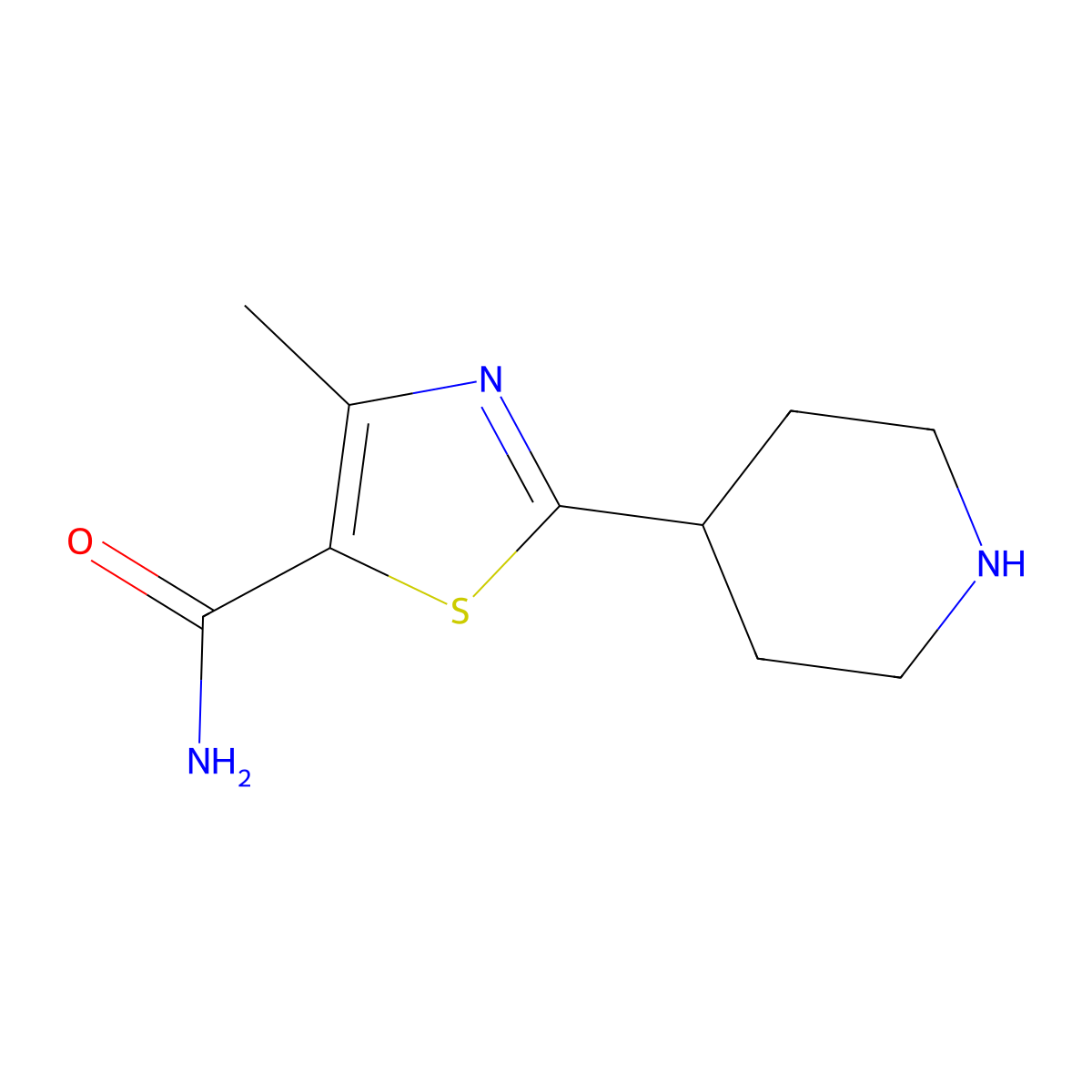 4-Methyl-2-(piperidin-4-yl)thiazole-5-carboxamide molecular structure, CAS 1955524-48-7