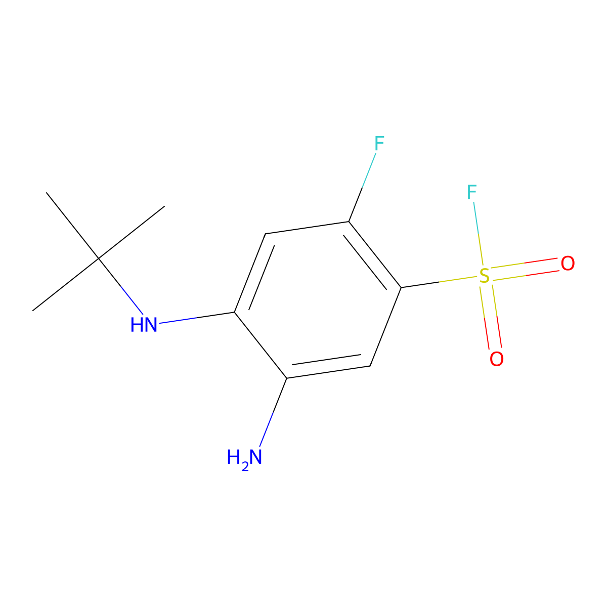 5-Amino-4-(tert-butylamino)-2-fluorobenzene-1-sulfonyl fluoride molecular structure, CAS 1955524-49-8