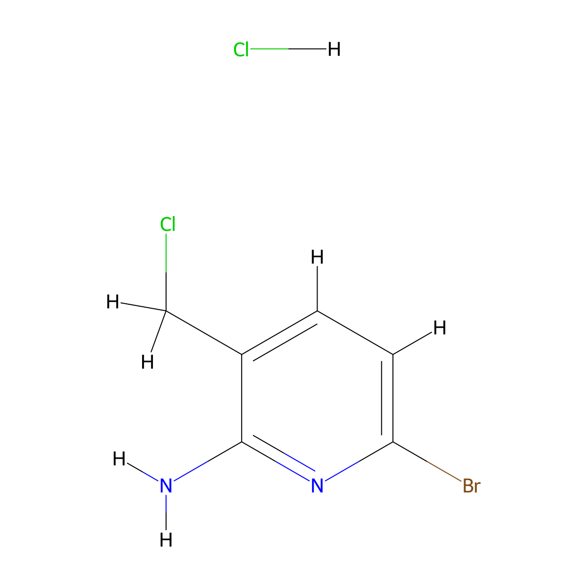6-Bromo-3-(chloromethyl)pyridin-2-amine hydrochloride molecular structure, CAS 1955524-51-2