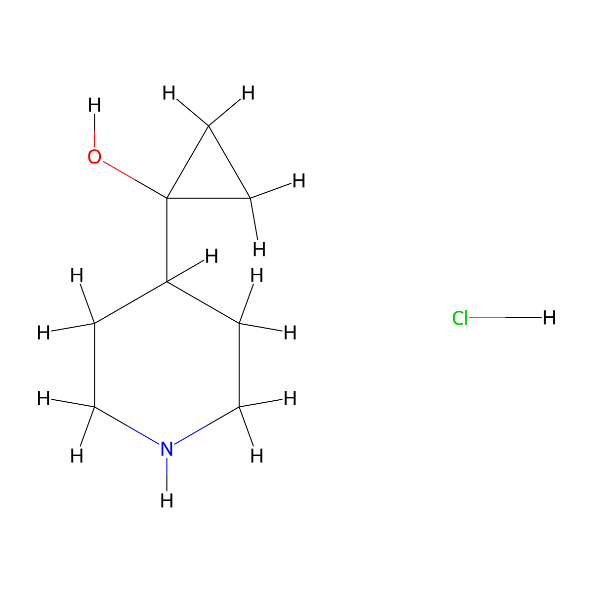 1-(4-Piperidinyl)cyclopropanol hydrochloride molecular structure, CAS 1955524-52-3