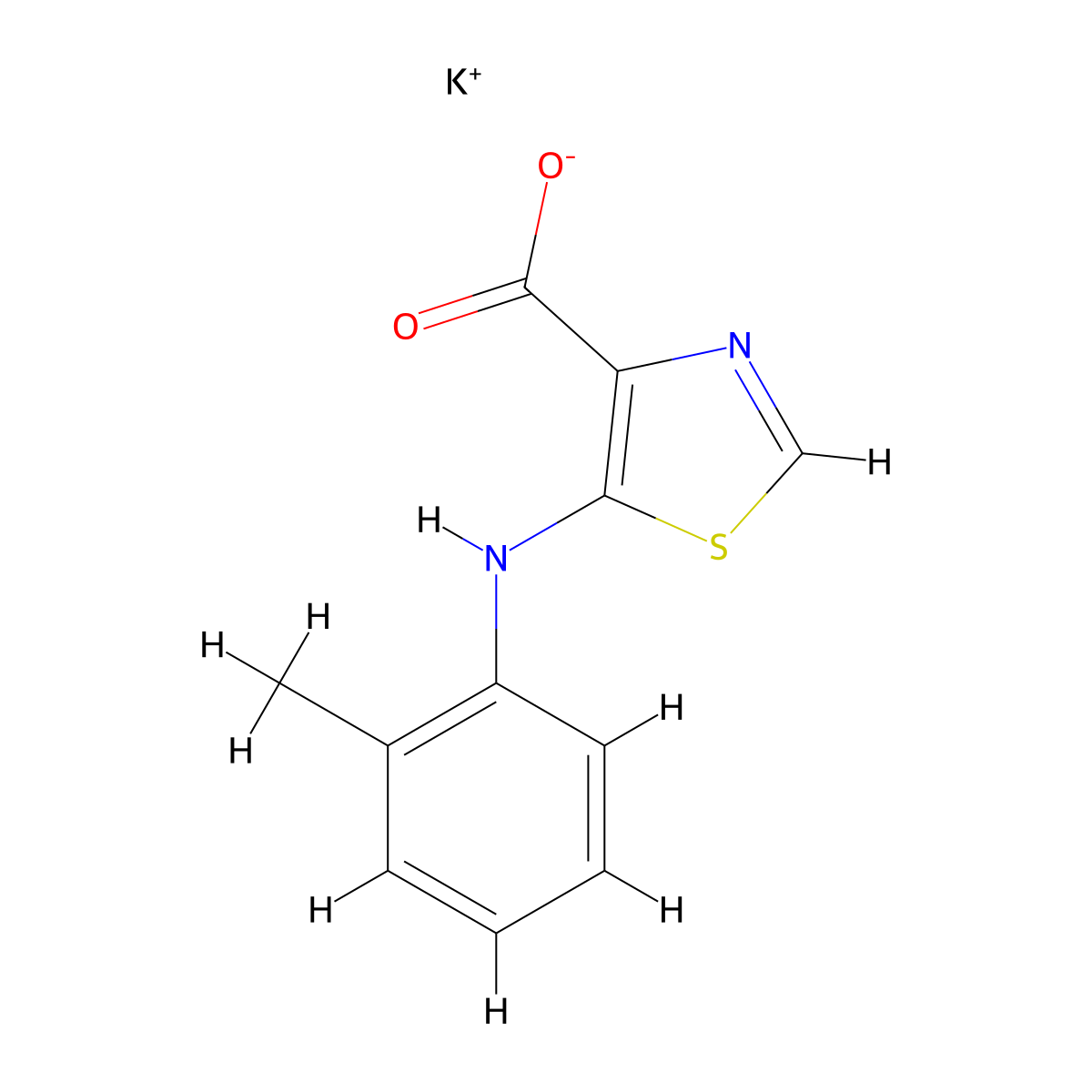 Potassium 5-[(2-methylphenyl)amino]-1,3-thiazole-4-carboxylate molecular structure, CAS 1955524-56-7