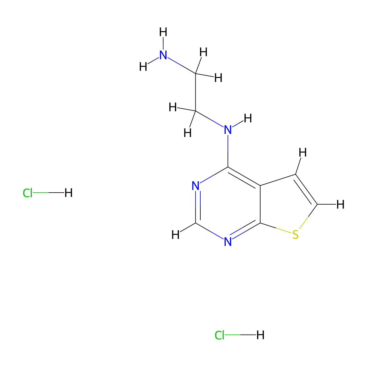 N1-{thieno[2,3-d]pyrimidin-4-yl}ethane-1,2-diamine dihydrochloride molecular structure, CAS 1955530-13-8