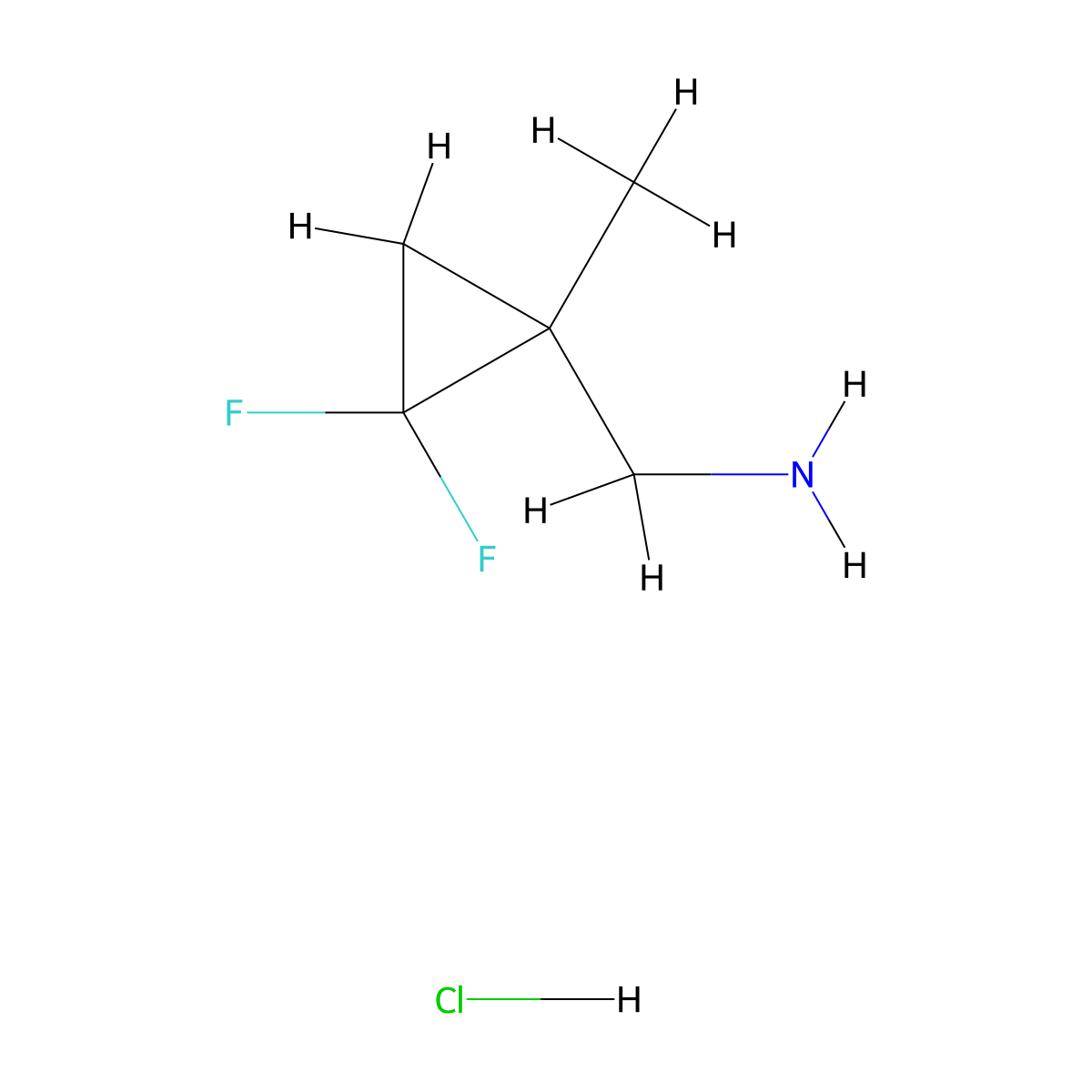 (2,2-Difluoro-1-methylcyclopropyl)methanamine hydrochloride molecular structure, CAS 1955530-15-0