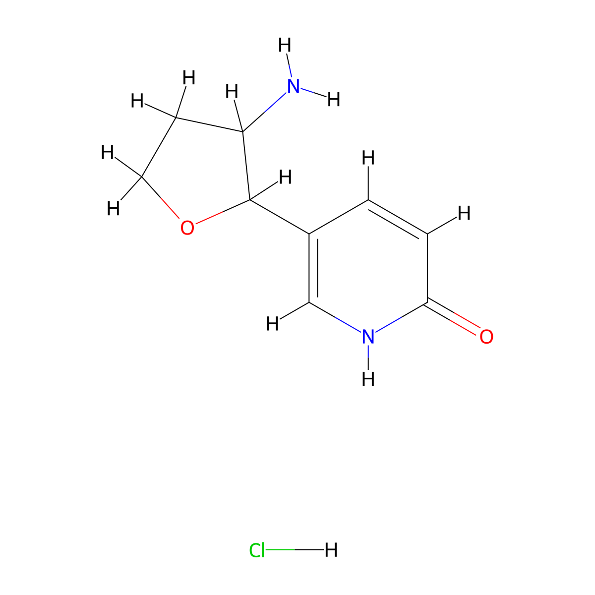 5-(3-Aminooxolan-2-yl)-1,2-dihydropyridin-2-one hydrochloride molecular structure, CAS 1955530-35-4