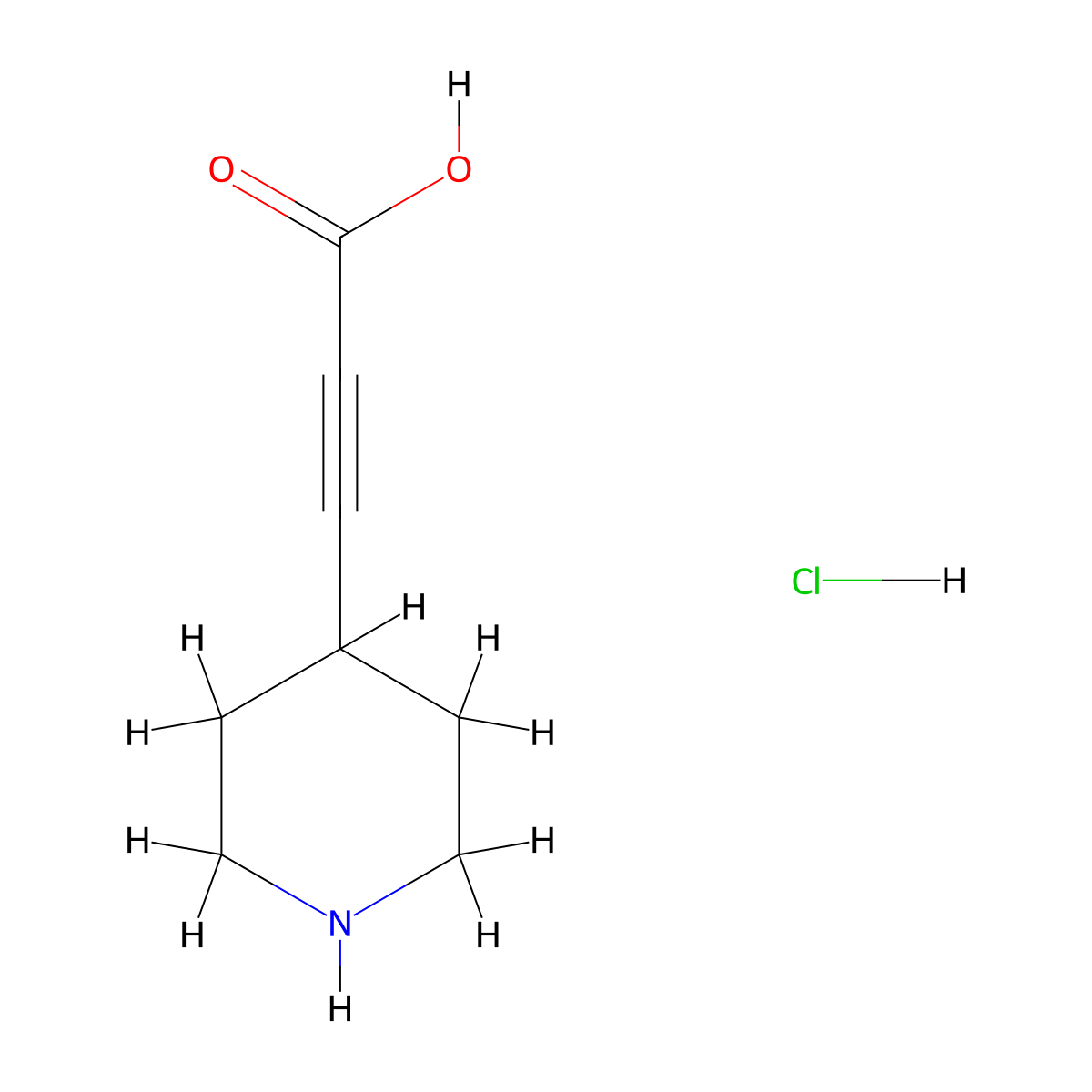 3-(Piperidin-4-yl)prop-2-ynoic acid hydrochloride molecular structure, CAS 1955530-40-1