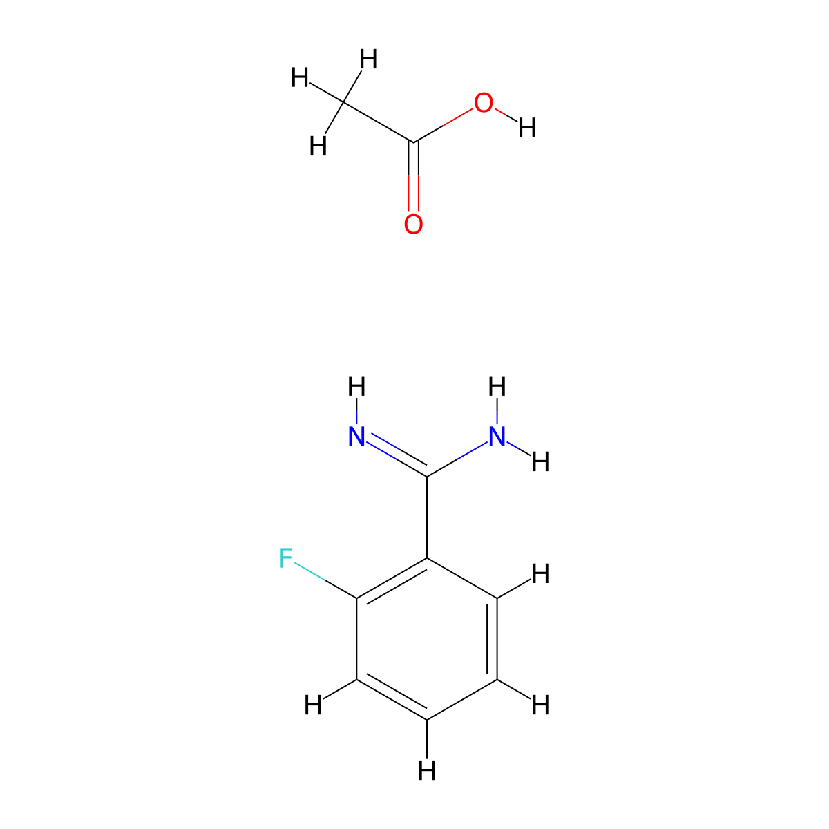 2-Fluorobenzene-1-carboximidamide; acetic acid molecular structure, CAS 1955530-54-7
