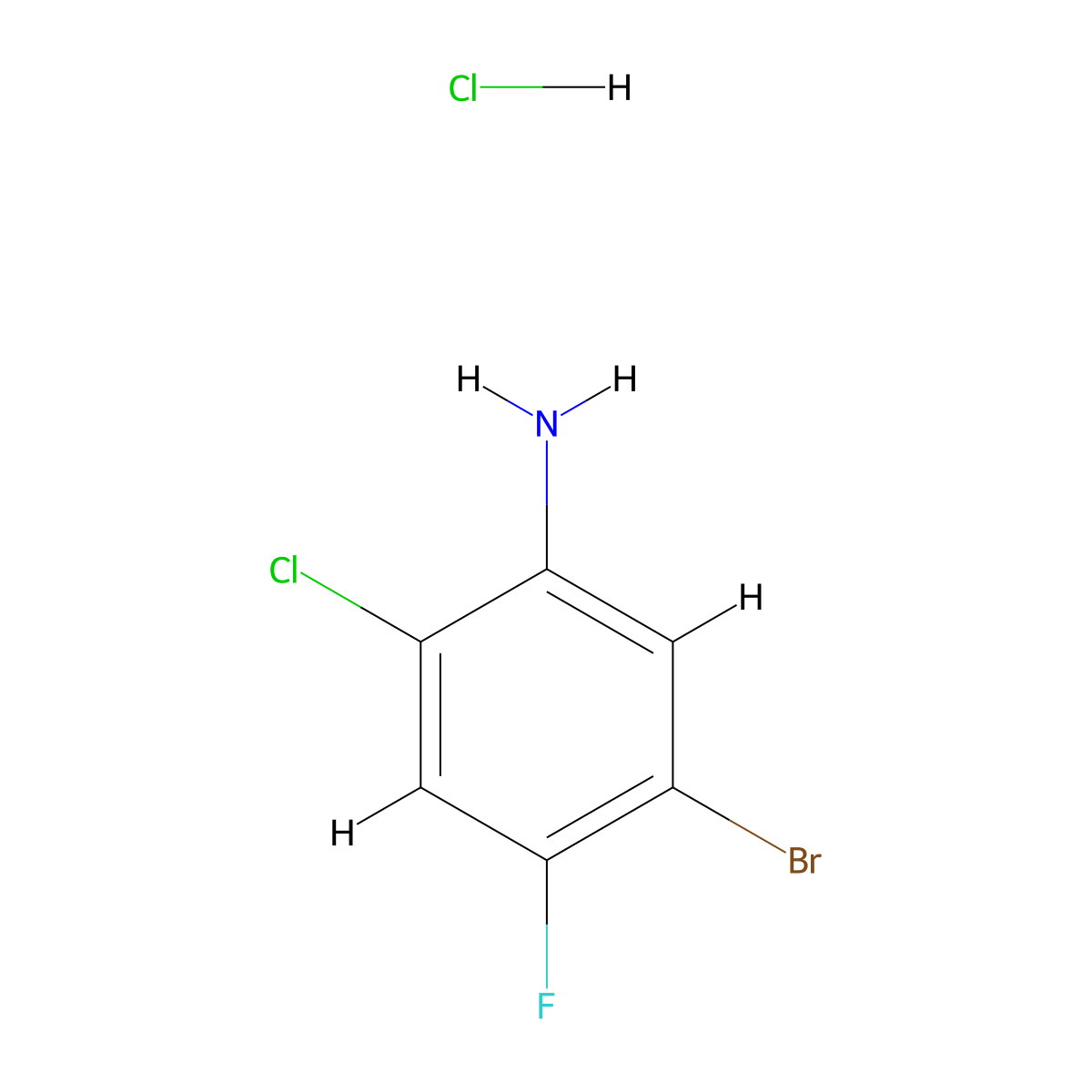 5-Bromo-2-chloro-4-fluoroaniline hydrochloride molecular structure, CAS 1955530-58-1
