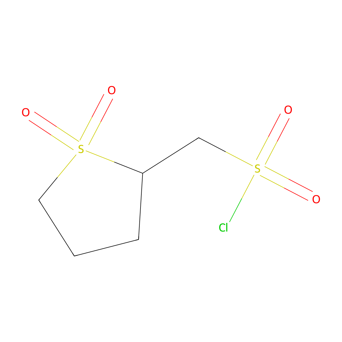 (1,1-Dioxo-1lambda6-thiolan-2-yl)methanesulfonyl chloride molecular structure, CAS 1955530-78-5