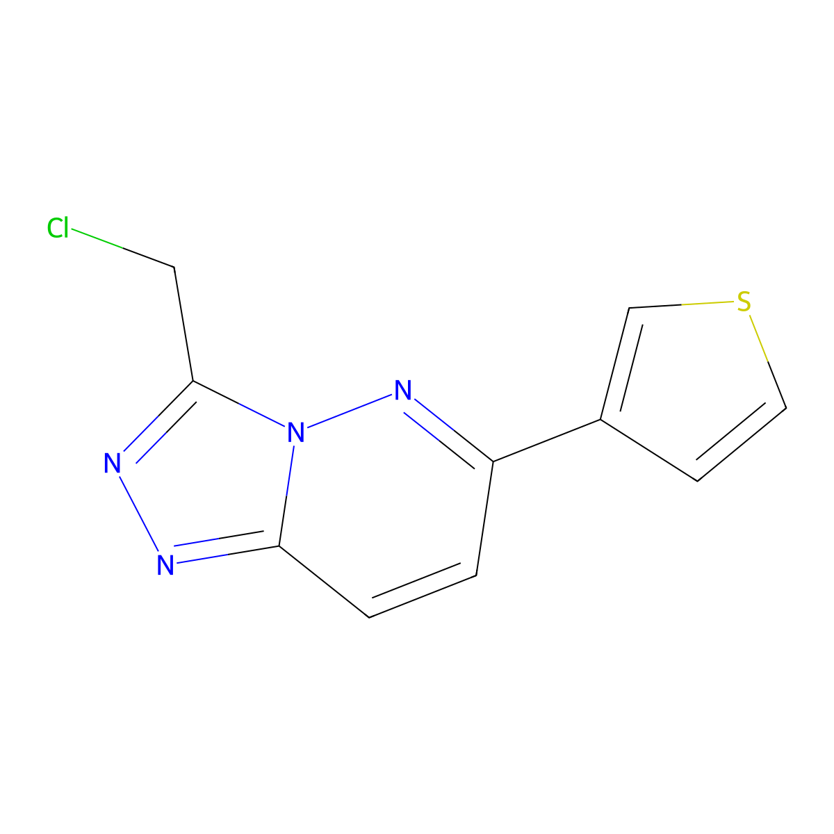 3-(Chloromethyl)-6-(thiophen-3-yl)-[1,2,4]triazolo[4,3-b]pyridazine molecular structure, CAS 1955530-80-9