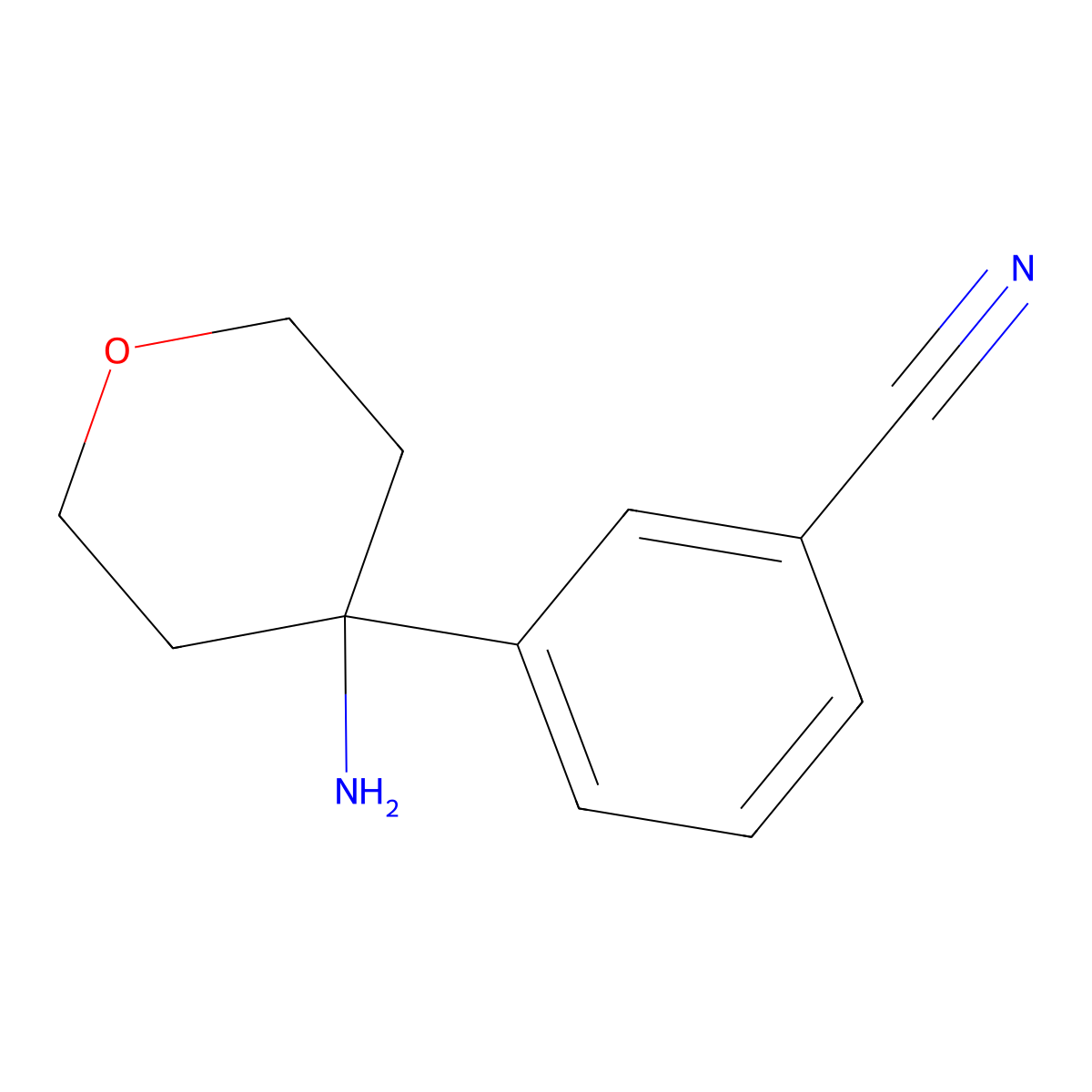 3-(4-Aminooxan-4-yl)benzonitrile molecular structure, CAS 1955530-84-3