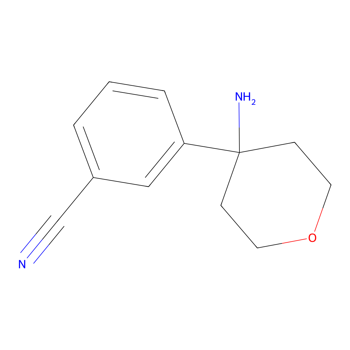 3-(4-Aminooxan-4-yl)benzonitrile molecular structure, CAS 1955530-84-3
