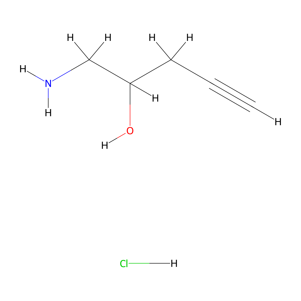 1-Aminopent-4-yn-2-ol hydrochloride molecular structure, CAS 1955531-03-9
