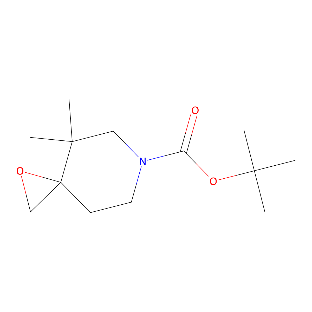 Tert-butyl 4,4-dimethyl-1-oxa-6-azaspiro(2.5)octane-6-carboxylate molecular structure, CAS 1955531-11-9