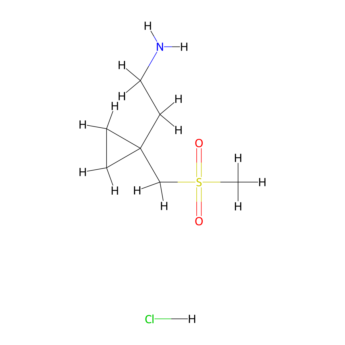 2-[1-(Methanesulfonylmethyl)cyclopropyl]ethan-1-amine hydrochloride molecular structure, CAS 1955531-16-4