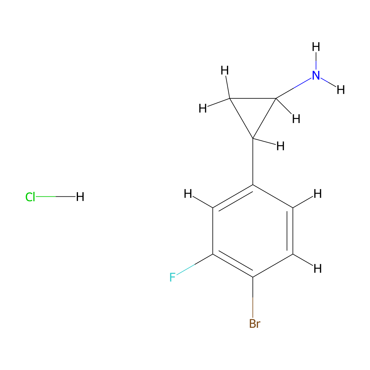 2-(4-Bromo-3-fluorophenyl)cyclopropan-1-amine hydrochloride molecular structure, CAS 1955531-24-4