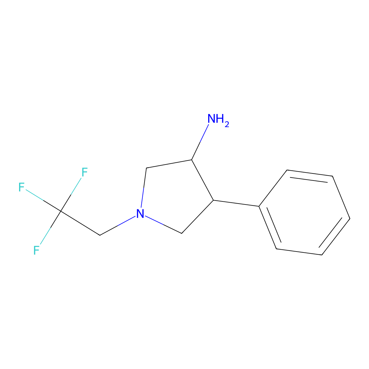 4-Phenyl-1-(2,2,2-trifluoroethyl)pyrrolidin-3-amine molecular structure, CAS 1955531-29-9