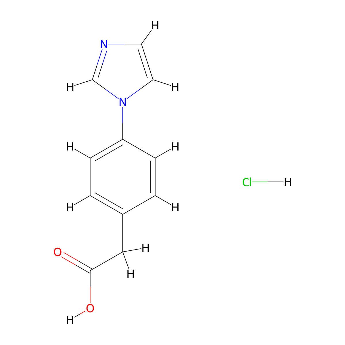 2-(4-(1H-imidazol-1-yl)phenyl)acetic acid hydrochloride molecular structure, CAS 1955531-31-3