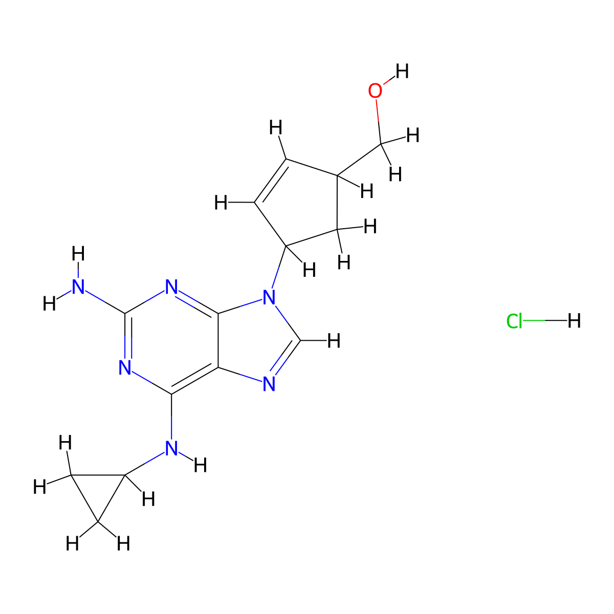 {4-[2-amino-6-(cyclopropylamino)-9H-purin-9-yl]cyclopent-2-en-1-yl}methanol hydrochloride molecular structure, CAS 1955531-42-6