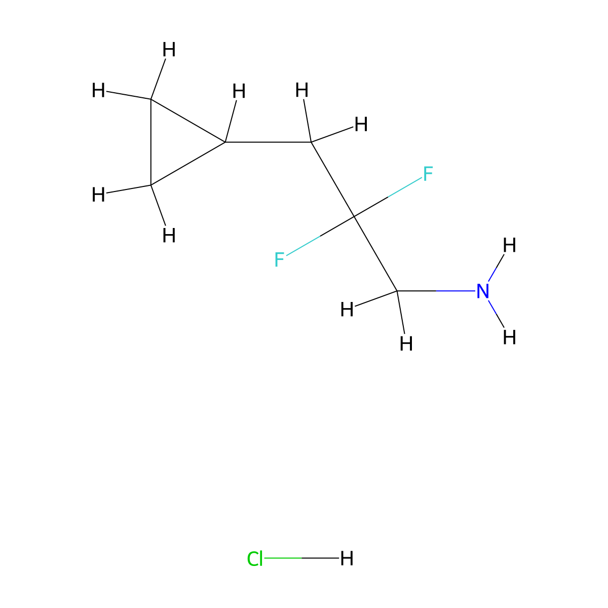 3-Cyclopropyl-2,2-difluoropropan-1-amine hydrochloride molecular structure, CAS 1955531-44-8
