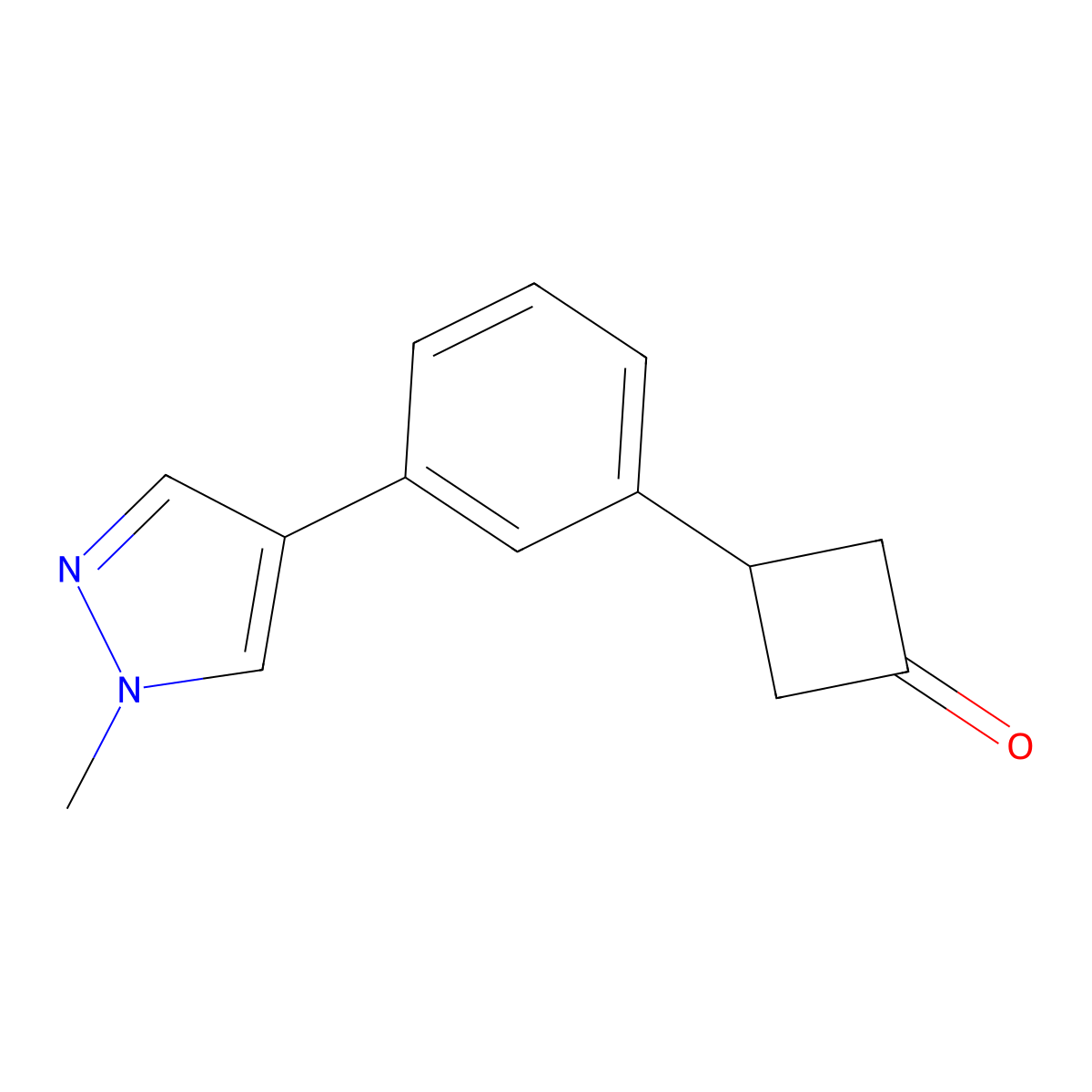 3-[3-(1-methyl-1H-pyrazol-4-yl)phenyl]cyclobutan-1-one molecular structure, CAS 1955531-65-3