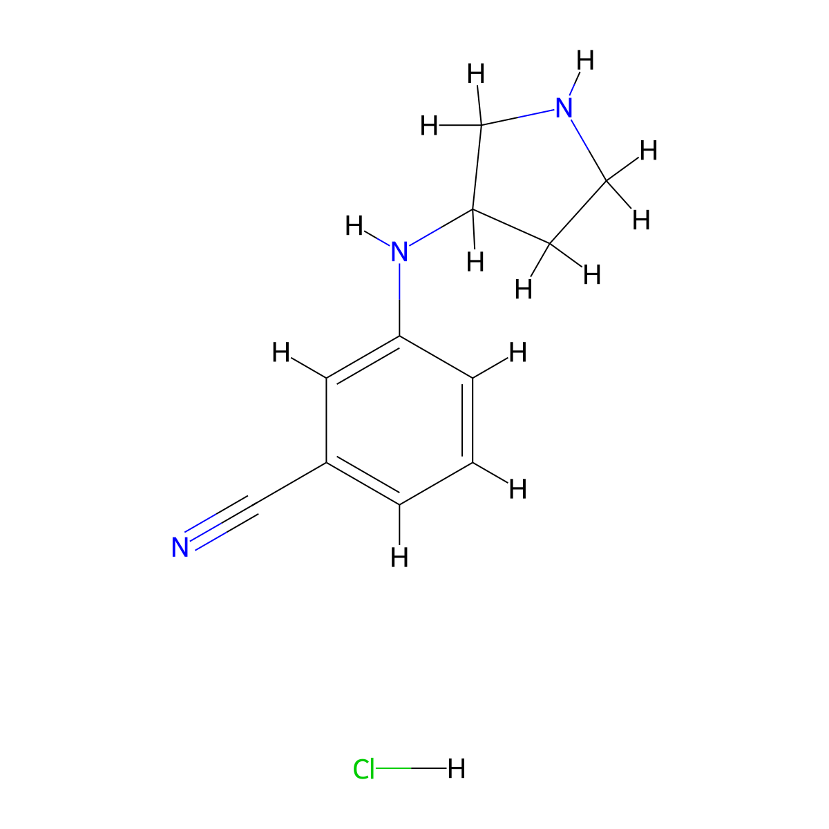 3-[(Pyrrolidin-3-yl)amino]benzonitrile hydrochloride molecular structure, CAS 1955531-78-8