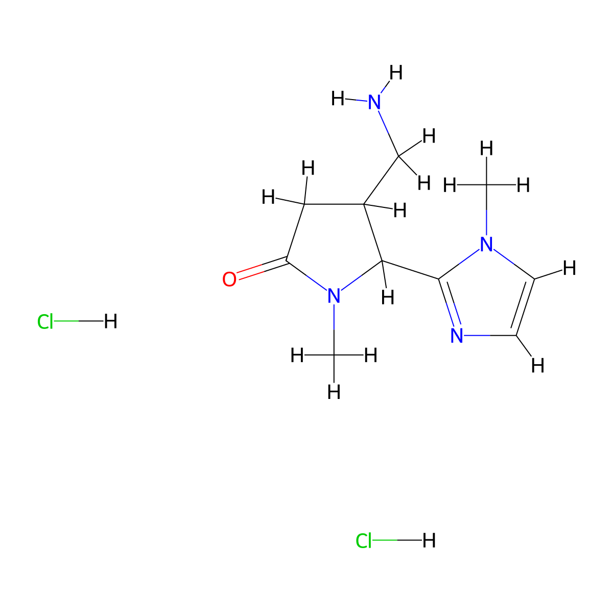4-(aminomethyl)-1-methyl-5-(1-methyl-1H-imidazol-2-yl)pyrrolidin-2-one dihydrochloride molecular structure, CAS 1955531-85-7