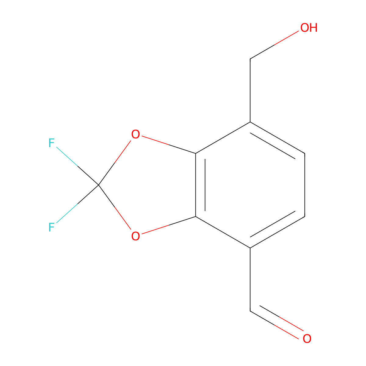 2,2-difluoro-7-(hydroxymethyl)-2H-1,3-benzodioxole-4-carbaldehyde molecular structure, CAS 1955531-94-8