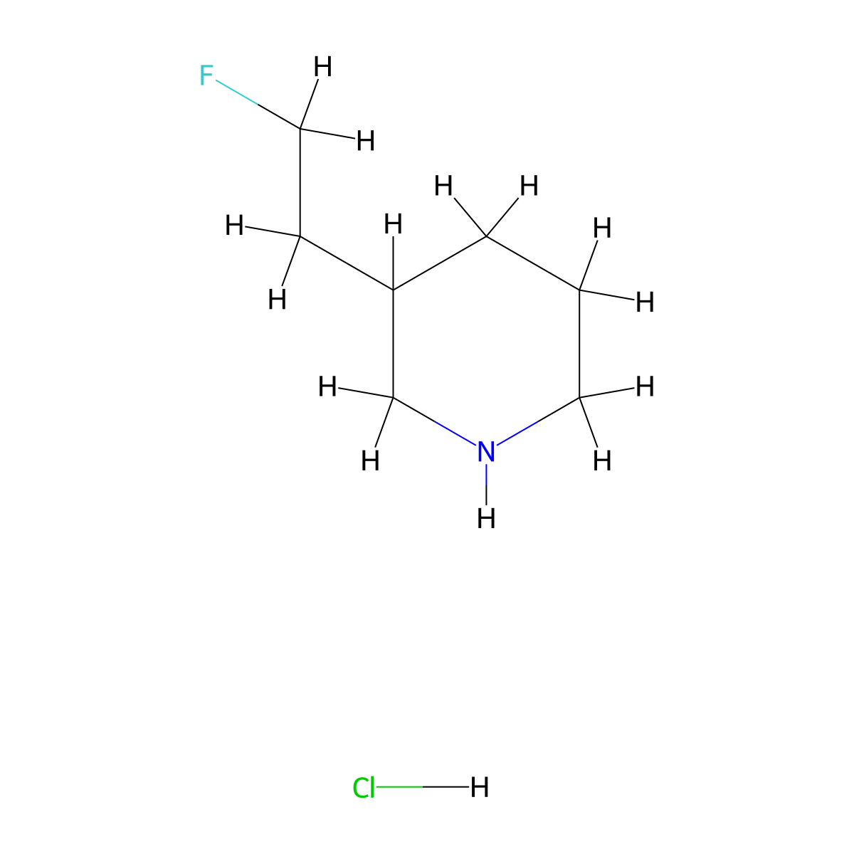 3-(2-Fluoroethyl)piperidine hydrochloride molecular structure, CAS 1955531-95-9