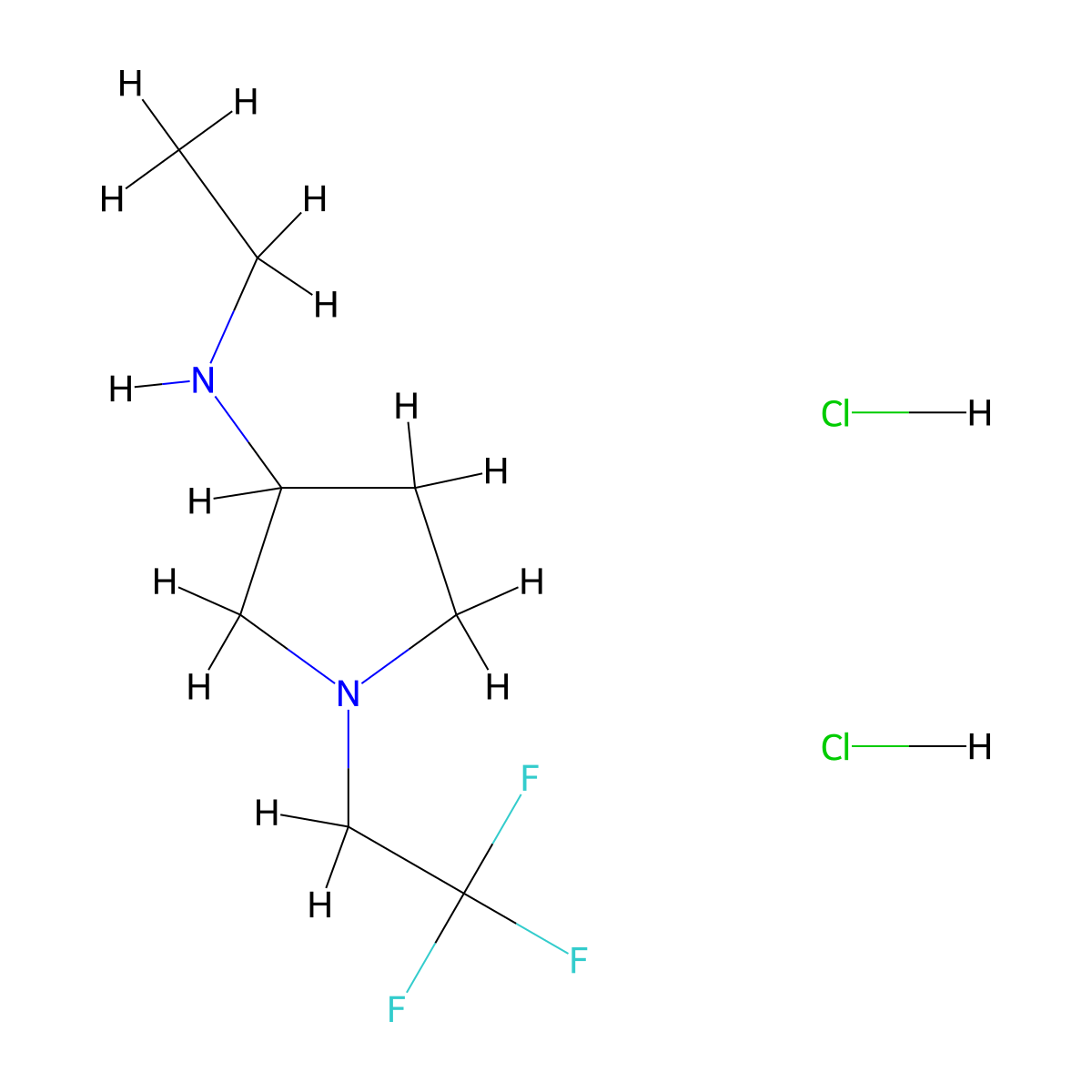 N-ethyl-1-(2,2,2-trifluoroethyl)pyrrolidin-3-amine dihydrochloride molecular structure, CAS 1955531-97-1