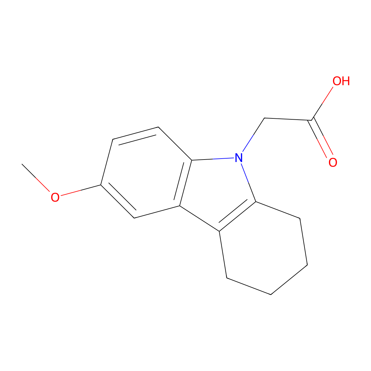 2-(6-methoxy-2,3,4,9-tetrahydro-1H-carbazol-9-yl)acetic acid molecular structure, CAS 1955532-01-0