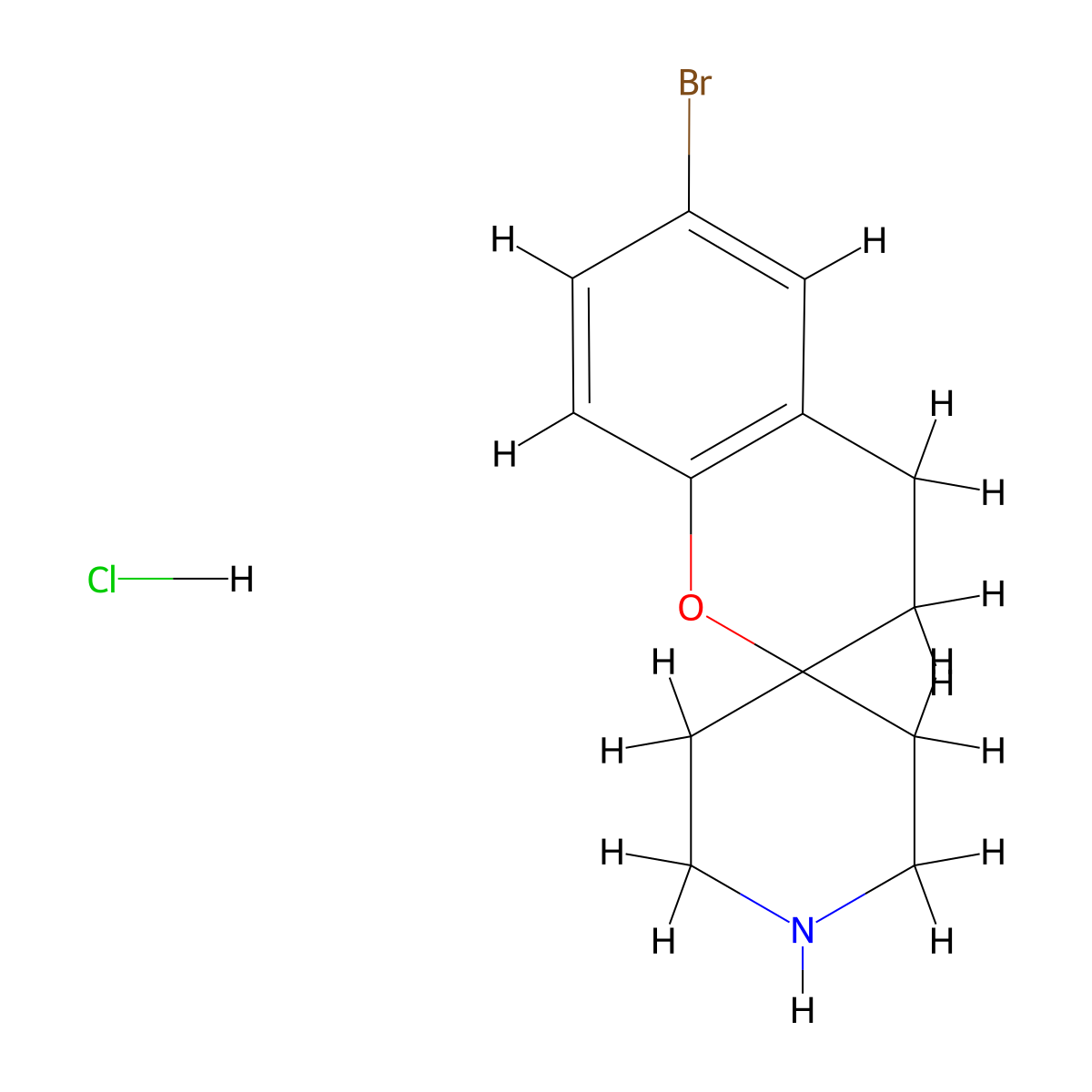 6-Bromo-3,4-dihydrospiro[1-benzopyran-2,4'-piperidine] hydrochloride molecular structure, CAS 1955532-03-2