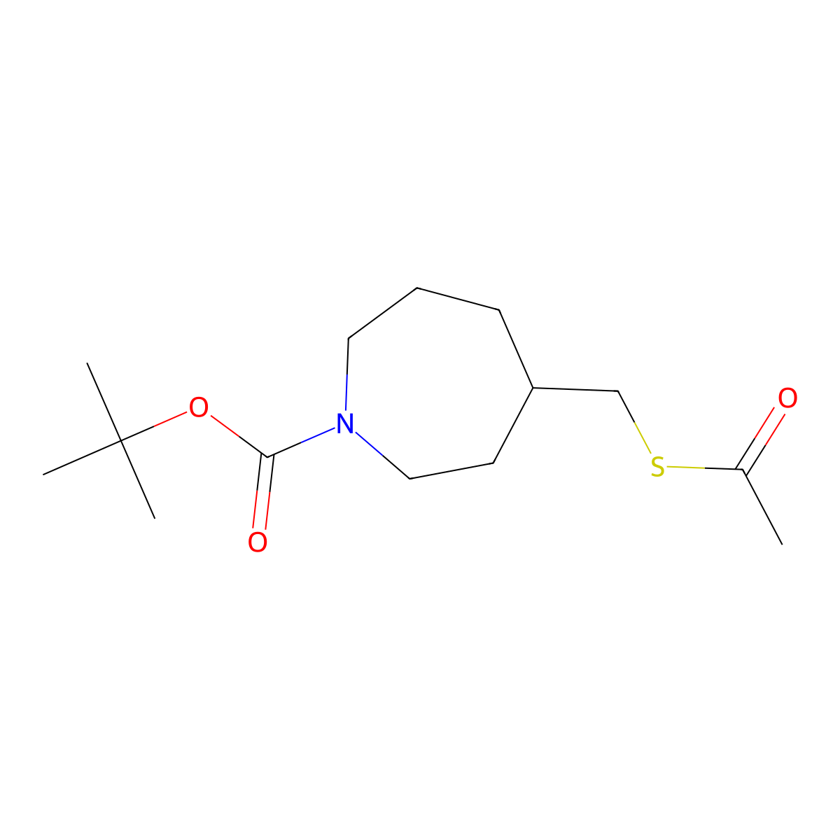 Tert-butyl 4-[(acetylsulfanyl)methyl]azepane-1-carboxylate molecular structure, CAS 1955532-09-8