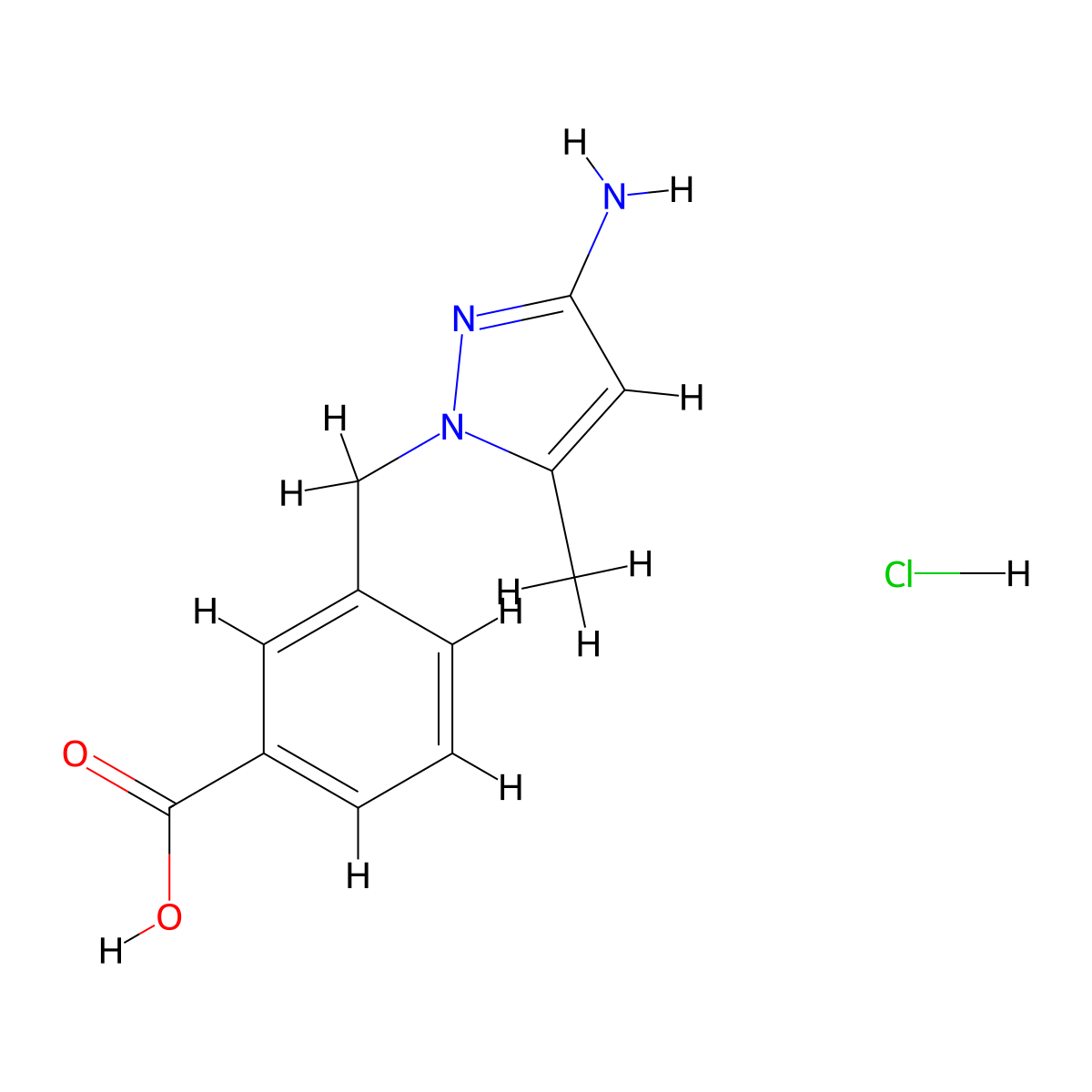 3-[(3-amino-5-methyl-1H-pyrazol-1-yl)methyl]benzoic acid hydrochloride molecular structure, CAS 1955532-11-2