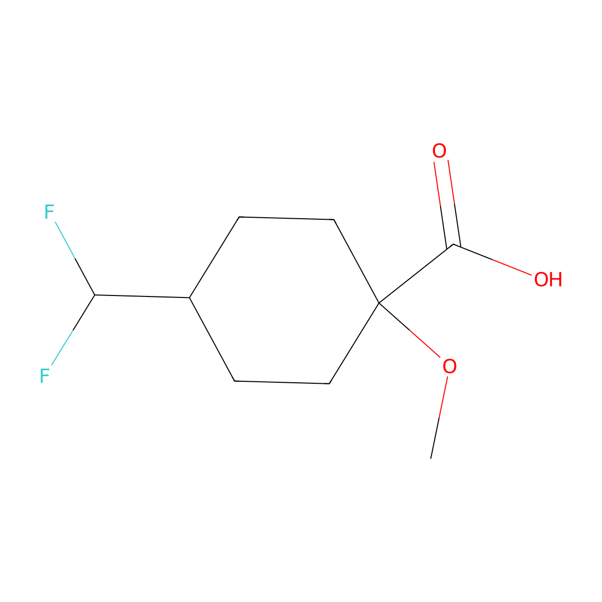 4-(Difluoromethyl)-1-methoxycyclohexane-1-carboxylic acid molecular structure, CAS 1955539-74-8