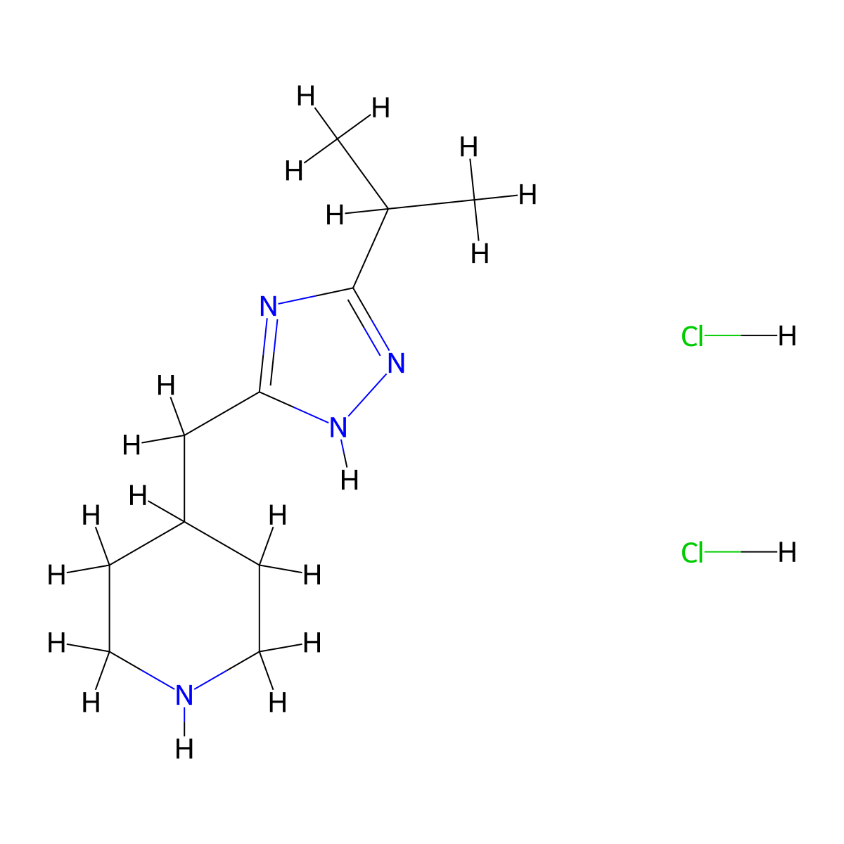 4-{[5-(propan-2-yl)-1H-1,2,4-triazol-3-yl]methyl}piperidine dihydrochloride molecular structure, CAS 1955539-77-1