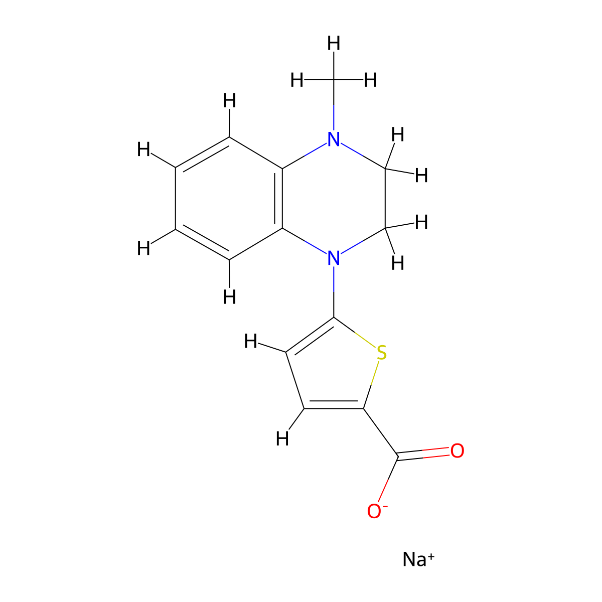 Sodium 5-(4-methyl-1,2,3,4-tetrahydroquinoxalin-1-yl)thiophene-2-carboxylate molecular structure, CAS 1955539-78-2