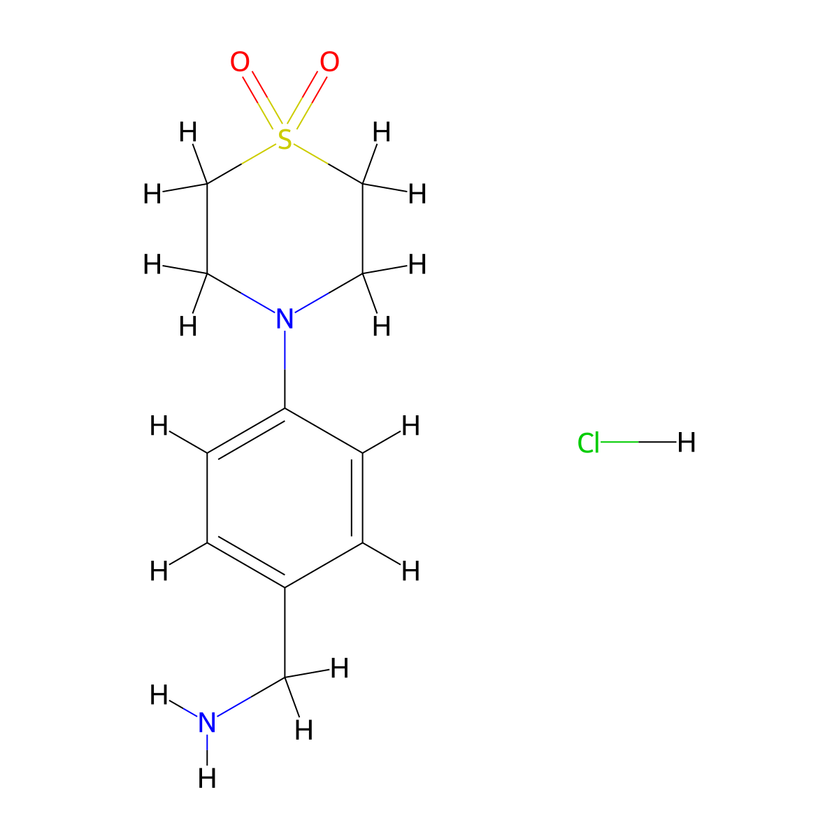 4-[4-(Aminomethyl)phenyl]-1lambda6-thiomorpholine-1,1-dione hydrochloride molecular structure, CAS 1955539-88-4