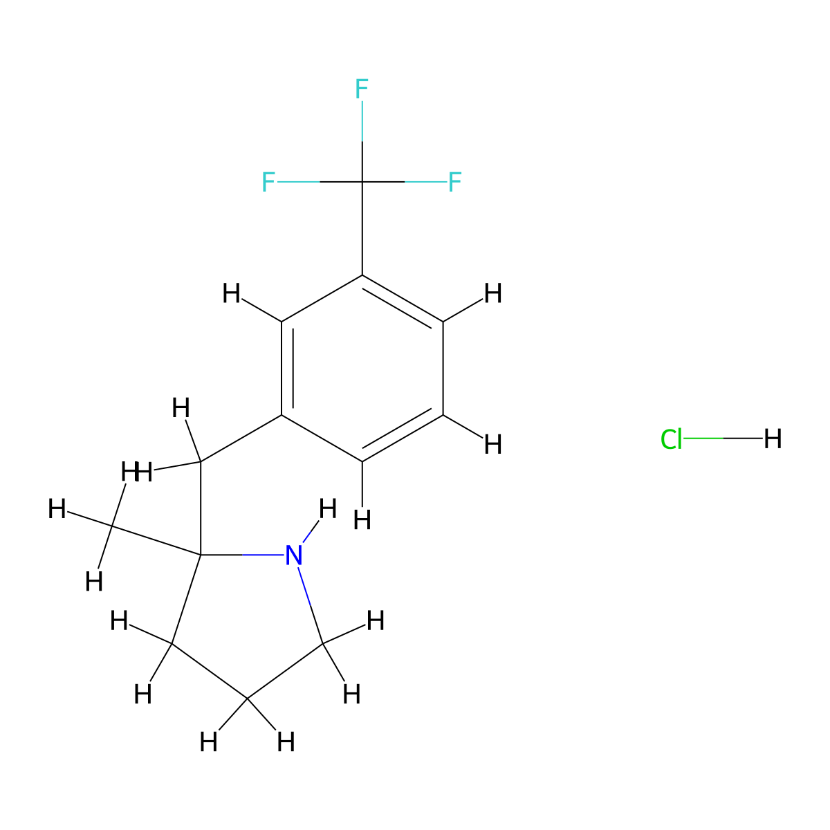 2-Methyl-2-{[3-(trifluoromethyl)phenyl]methyl}pyrrolidine hydrochloride molecular structure, CAS 1955539-90-8